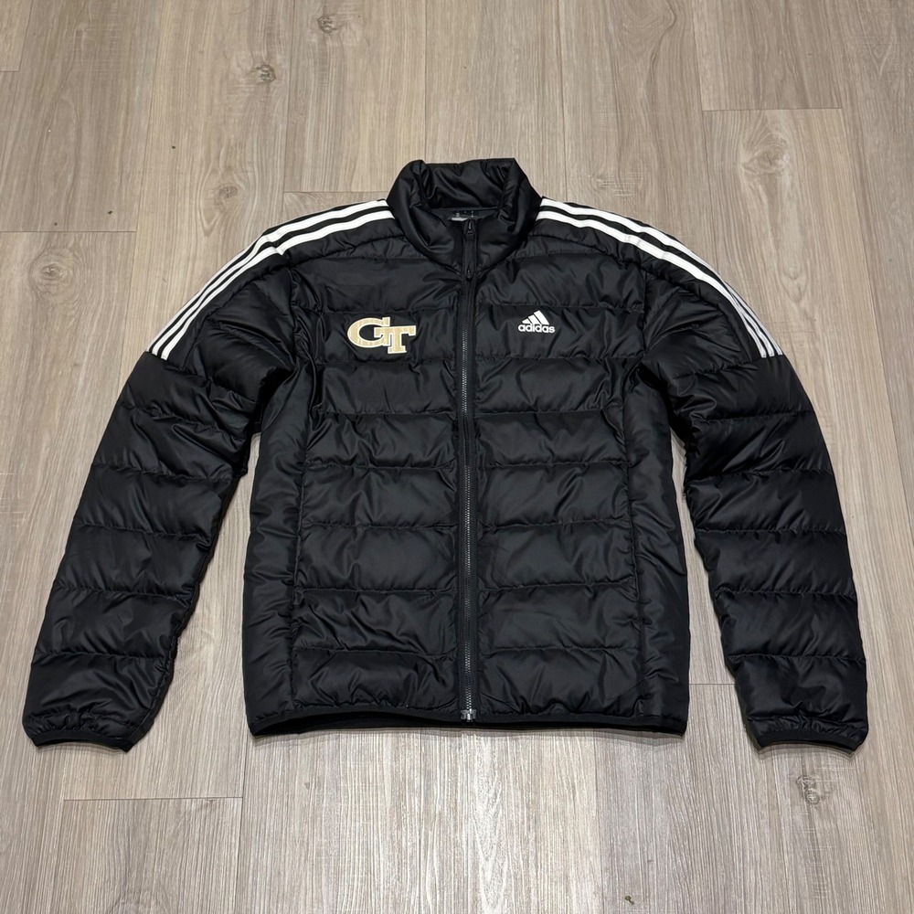 Adidas Essentials 3 Stripes Georgia Tech GT Light Down Jacket Men's S Team Issue